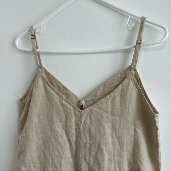FLAW NWOT mate the label midi Linen slip dress natural side slits small womens - Picture 6 of 11